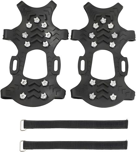 1 Pair Ice Cleats Crampons, 11 Teeth Traction Grips for Universal Snow Grippers, Outdoor Walking and Climbing Gear for Winter Hiking Boots in Saudi Arabia