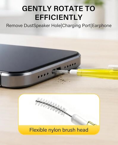 35PCS Charging Port Cleaner Kit for iPhone, USB C Port Cleaning Tool for Cell, Dual Sided Anti Clogging Nylon Brushes & Hook Cleaner in Saudi Arabia