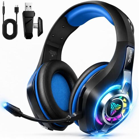 2.4GHz Wireless Gaming Headsets for PS5/PS4/Switch, RGB Noise Cancelling Over-Ear Headphones with 7.1 Surround Sound, 40mm Drivers, Bluetooth 5.4, 276g Ultraligero, Memory Foam, 45H Gaming Headphones in Saudi Arabia