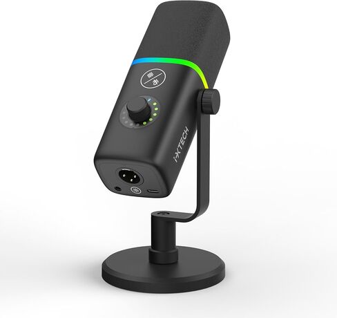 IXTECH USB Gaming Microphone for PC, RGB Condenser Microphone with Tripod Stand, Pop Filter, Rotate Gain Button, and Quick Mute, Noise Cancellation Computer Mic for Streaming, Gaming, Podcasting in Saudi Arabia