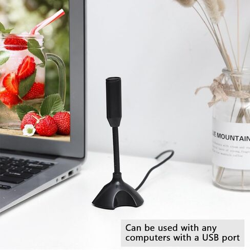 Mini USB 2.0 Condenser Microphone with Adjustable Stand - Flexible Desktop Mic for PC Laptop Recording, Meeting, Remote Work, 2M Range Clear Sound in Saudi Arabia