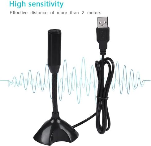 Mini USB 2.0 Condenser Microphone with Adjustable Stand - Flexible Desktop Mic for PC Laptop Recording, Meeting, Remote Work, 2M Range Clear Sound in Saudi Arabia