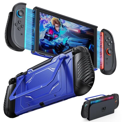 FYOUNG Dockable Switch 2 Case, Protective Cover Hard Shell for Nintendo 2 | Military-Grade Full Protection for Nintendo Switch 2 Console with Extra Kickstand, Ergonomic Grip Accessories (Light Purple) in Saudi Arabia