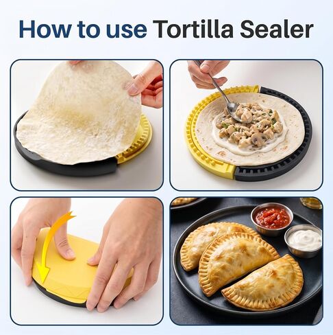 3-in-1 Tortilla Crimper & Press, Quesadilla Maker, Tortilla Sealer, Empanada Press, Detachable Shark Tooth Design, BPA-Free, Makes Sealed Quesadillas, Tacos, Burritos, Dumplings (6/8/10 inch) in Saudi Arabia