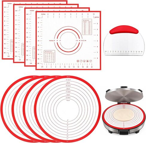 8PCS Silicone Tortilla Press Liners, Tortilla Liners for Kitchen Baking | Food-grade silicone, multiple scalemodes, with 1 slicer, reusable, compatible with a variety of kitchen appliances in Saudi Arabia