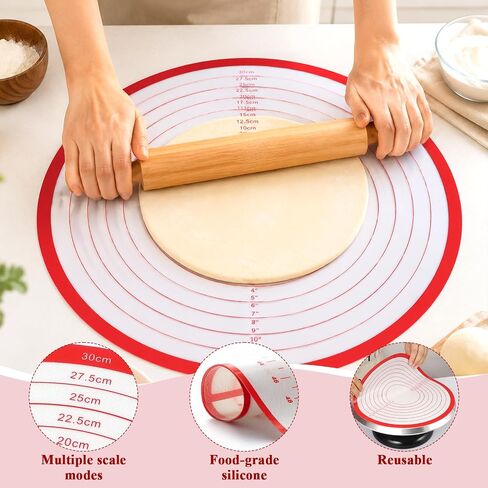 8PCS Silicone Tortilla Press Liners, Tortilla Liners for Kitchen Baking | Food-grade silicone, multiple scalemodes, with 1 slicer, reusable, compatible with a variety of kitchen appliances in Saudi Arabia