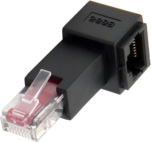 JSER Down Angled 90 Degree Connector UTP RJ45 Ethernet Adapter Cat6/Cat5/Cat5e Ethernet 8P8C Male to Female Adapter Compatible with Laptops Desktops Routers in Kuwait