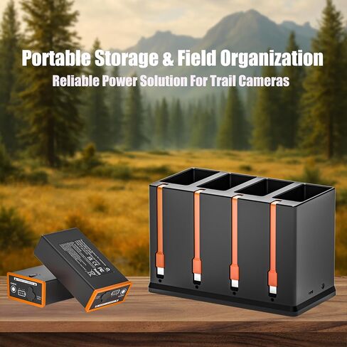 2026 Upgraded 4 Port Charging Station for Moultrie Edge Battery Pack | for Moultrie Trail Camera Edge,Edge PRO,Edge 2,Edge 2 PRO,Edge 3 Cellular Trail Camera,Type-C & Solar Panel Charging in Saudi Arabia