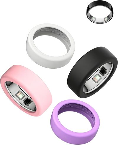 حافظة سيليكون لـ Oura Ring 5، عبوتان، S (6-9)، أسود + شفاف | يساعد غطاء السيليكون الناعم على حماية Oura Ring 5 من الخدوش مع توفير وزن خفيف ومريح، عبوة من قطعتين. in Kuwait