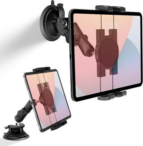 Heavy Duty Aluminum iPad Suction Mount for Truck, Car Tablet Holder Bracket | Anti-Shake Dash Windshield, Thick Case Friendly, Fits 4.7-12.9" iPad Pro Air Mini Samsung, 360° Rotation RV Off-Road Aviation in Saudi Arabia