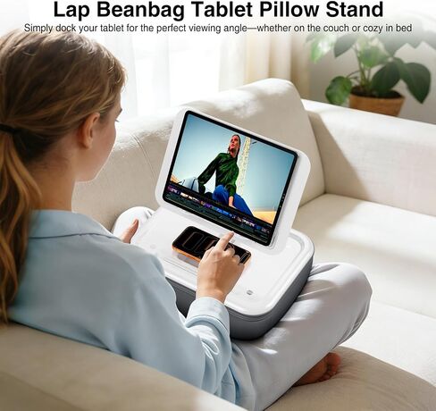 elitehood Adjustable iPad Pillow Stand for Lap, Soft Cushion Lap Beanbag | Tablet Holder Stand for Lap Bed Couch, Pillow Pad for Tablet or iPad, Laptop, E-Reader, Books and 4-15.6'' Devices, Grey in Saudi Arabia