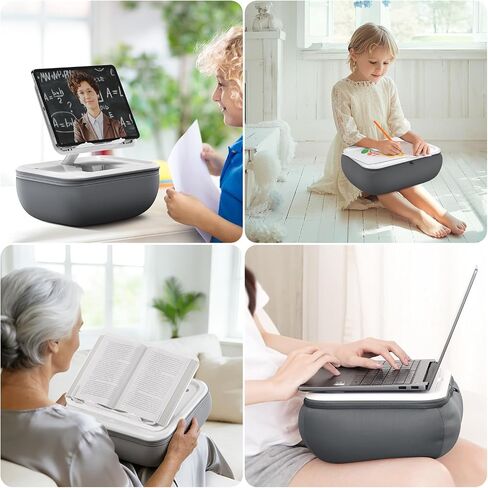 elitehood Adjustable iPad Pillow Stand for Lap, Soft Cushion Lap Beanbag | Tablet Holder Stand for Lap Bed Couch, Pillow Pad for Tablet or iPad, Laptop, E-Reader, Books and 4-15.6'' Devices, Grey in Saudi Arabia