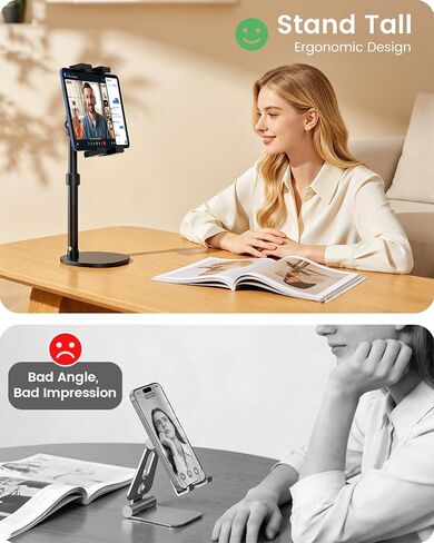 OHLPRO Heavy Duty Portable Monitor Stand for Desk, 22.83" Ultra Tall Tablet Holder with Wide Steel Base, 5.5 LB Capacity, iPad Stand Fits 5-22" Screen, iPad Pro 12.9 13, Office, Kitchen, Drawing in Saudi Arabia