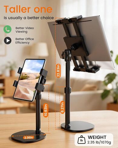 OHLPRO Heavy Duty Portable Monitor Stand for Desk, 22.83" Ultra Tall Tablet Holder with Wide Steel Base, 5.5 LB Capacity, iPad Stand Fits 5-22" Screen, iPad Pro 12.9 13, Office, Kitchen, Drawing in Saudi Arabia