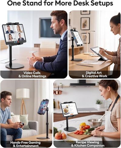 OHLPRO Heavy Duty Portable Monitor Stand for Desk, 22.83" Ultra Tall Tablet Holder with Wide Steel Base, 5.5 LB Capacity, iPad Stand Fits 5-22" Screen, iPad Pro 12.9 13, Office, Kitchen, Drawing in Saudi Arabia