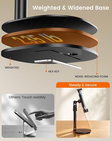 OHLPRO Heavy Duty Portable Monitor Stand for Desk, 22.83" Ultra Tall Tablet Holder with Wide Steel Base, 5.5 LB Capacity, iPad Stand Fits 5-22" Screen, iPad Pro 12.9 13, Office, Kitchen, Drawing in Saudi Arabia