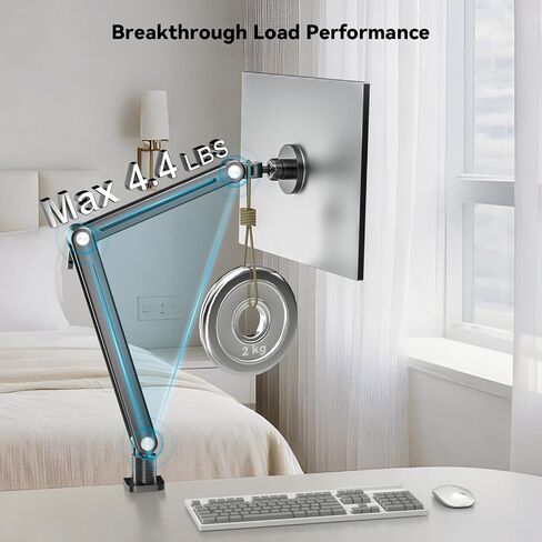 Magnetic Portable Monitor 75mm VESA Mount Arm Screen Holder Stand Clamp | Magnetic VESA,Solid Aluminum,Hold up to 4.4 lbs,Tool-Free,360° Rotation,8.3"-18.5",Foldable,Portable,Cable Clips in Kuwait