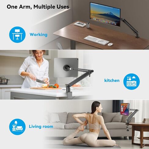 Magnetic Portable Monitor 75mm VESA Mount Arm Screen Holder Stand Clamp | Magnetic VESA,Solid Aluminum,Hold up to 4.4 lbs,Tool-Free,360° Rotation,8.3"-18.5",Foldable,Portable,Cable Clips in Kuwait