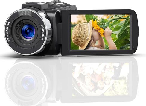4K Video Camera Camcorder Ultra HD 44MP Vlogging Camera for YouTube | 18X Digital Zoom 3.0" IPS Screen IR Night Vision Camcorder Recorder with 32GB SD Card, Remote Control and 2 Batteries in Saudi Arabia