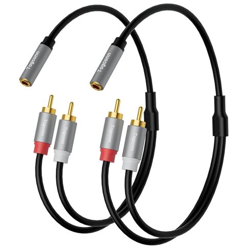 كابل 3.5 مم إلى 2 RCA Audio Y-Splitter 0.6 قدم، 1/8 بوصة (3.5 مم) TRS ستيريو ذكر إلى ثنائي RCA أنثى Hi-Fi Sound Auxiliary Y محول موصل محول لهاتف iPhone، الكمبيوتر اللوحي، MP3، مكبر الصوت in Kuwait