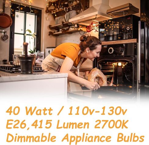 CYLYT 4-Pack Oven Light Bulbs 40 Watts Appliance Bulb, E26 A15 120V High Heat Bulbs for Stove Hood, Refrigerator, Microwave, Lava lamp, Warm White 2700K, Dimmable in Saudi Arabia