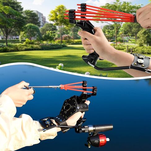 Slingshot,Wrist Support RocketFishing and Hunting,Dual Purpose Slingshot forHunting Hand (Black Right) in Saudi Arabia