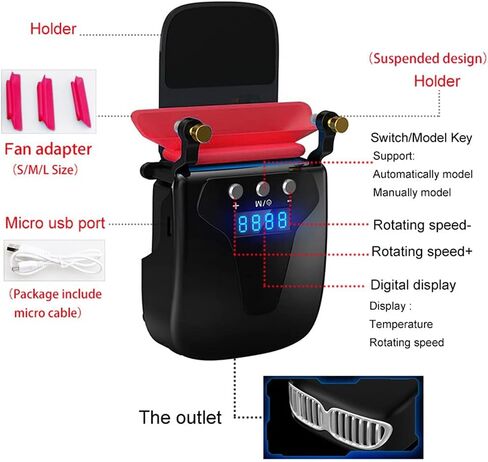 Laptop Cooling Vacuum Fan External Silent Ice Notebook Cooler Digital Display Adjustable Smart Model in Saudi Arabia