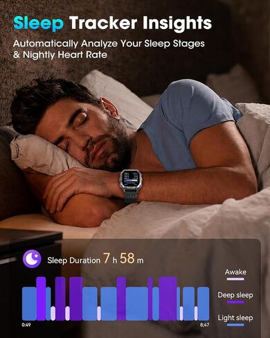 RUXINGX Smart Watches for Men, 2.02'' Military Smart Watch Built-in GPS with Sleep Monitor/Heart Rate/100+ Sport Modes, Waterproof Smartwatch Fitness Tracker for Android and iPhone Black in Saudi Arabia