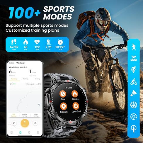 Military Smart Watches for Men with GPS/Compass,GPT Voice Assistant,1.56" AMOLED Screen,Smart Watch for Android and iPhone(Answer/Make Calls), Heart Rate/Sleep,Fitness Tracker Multiple Sports Modes in Saudi Arabia