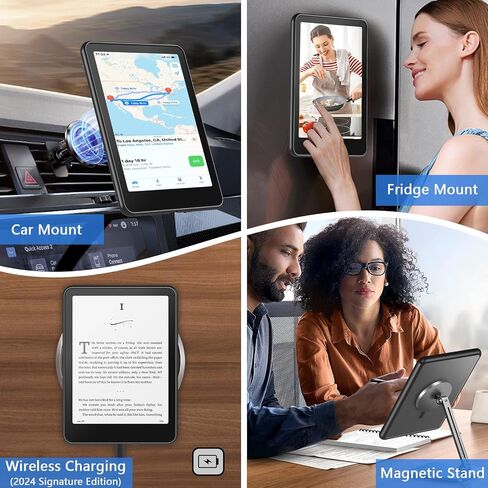 OWKEY Magnetic Case for 7" Kindle Paperwhite 12th Gen 2024 and Kindle Colorsoft - with AirBag Compatible with iPhone MagSafe, Black in Saudi Arabia