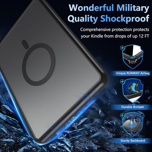 OWKEY Magnetic Case for 7" Kindle Paperwhite 12th Gen 2024 and Kindle Colorsoft - with AirBag Compatible with iPhone MagSafe, Black in Saudi Arabia