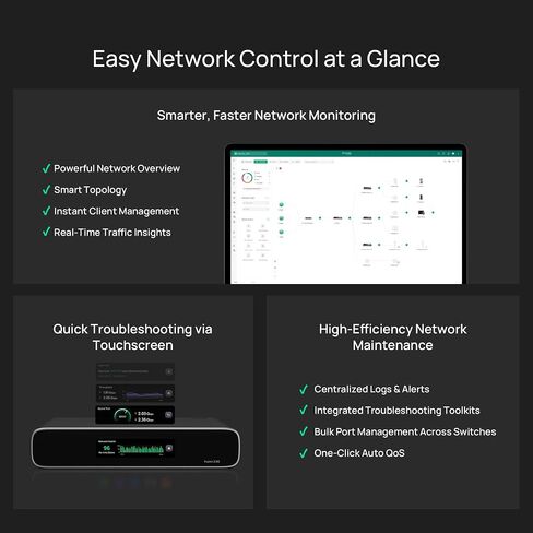 موجه VPN سلكي متعدد الشبكات 2.5G من Omada Fusion | منافذ 5×2.5 جيجابت، وحدة تحكم Omada مدمجة، وحدة معالجة مركزية رباعية النواة، شاشة تعمل باللمس، ACL، جودة الخدمة، IPS/IDS، تجربة على مستوى الأعمال in Kuwait
