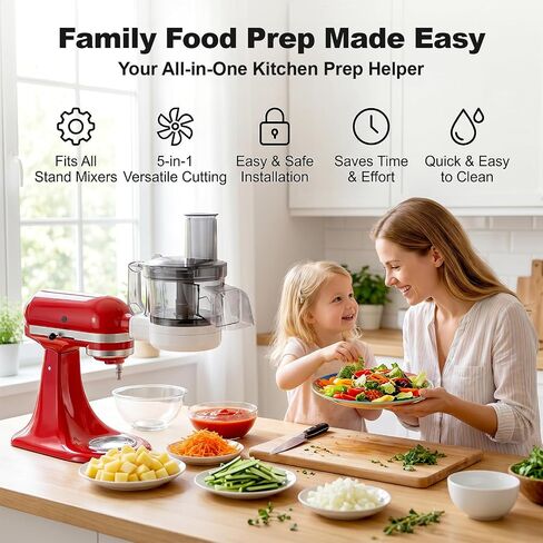 Food Processor Attachment for KitchenAid, 5-in-1 Vegetable Chopper & Dicer | Stainless Steel Cutting Discs for Dicing, Slicing, Shredding, Strip Cutting, Sauce Discs and Storage Case by Focollk in Saudi Arabia