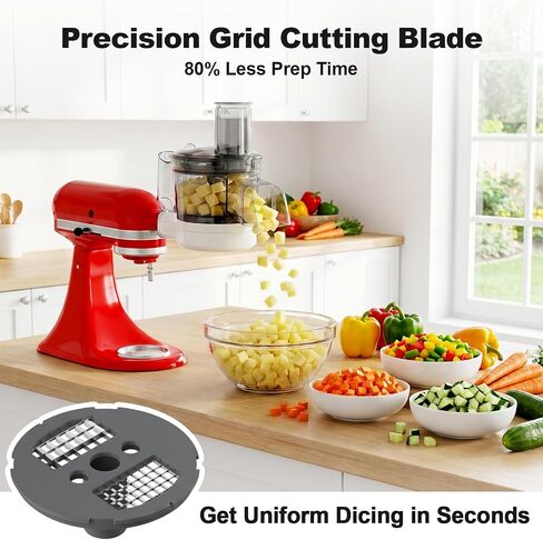 Food Processor Attachment for KitchenAid, 5-in-1 Vegetable Chopper & Dicer | Stainless Steel Cutting Discs for Dicing, Slicing, Shredding, Strip Cutting, Sauce Discs and Storage Case by Focollk in Saudi Arabia