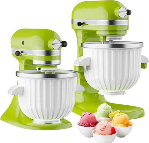 COFUN Ice Cream Maker Attachment for KitchenAid Stand Mixer | Compatible with 4.5/5Qt & Larger KitchenAid Stand Mixer, 2 Quart Frozen Ice Cream Bowl, Yogurt & Sorbet Gelato, White in Saudi Arabia