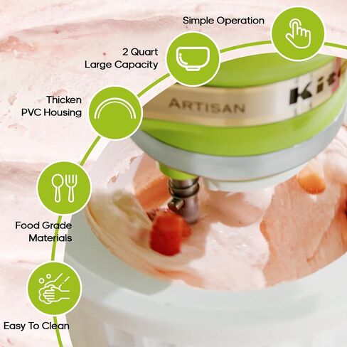 COFUN Ice Cream Maker Attachment for KitchenAid Stand Mixer | Compatible with 4.5/5Qt & Larger KitchenAid Stand Mixer, 2 Quart Frozen Ice Cream Bowl, Yogurt & Sorbet Gelato, White in Saudi Arabia