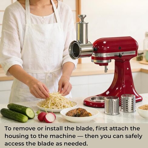5-in-1 Stainless Steel Slicer Shredder Attachment Compatible with KitchenAid Stand Mixers, Cheese Grater Attachment, Vegetable Shredder, Salad Maker with 5 Cutting Blades, Dishwasher Safe in Saudi Arabia