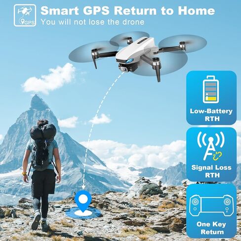 طائرة بدون طيار بنظام تحديد المواقع العالمي (GPS) مع كاميرا للبالغين، طائرات بدون طيار بدقة 2K HD GPS مع إرجاع تلقائي، اتبعني، طيران دائري، طيران نقطة الطريق، تدفق بصري، محرك بدون فرش، ناقل حركة 5G قابل للطي FPV كوادكوبتر in Kuwait