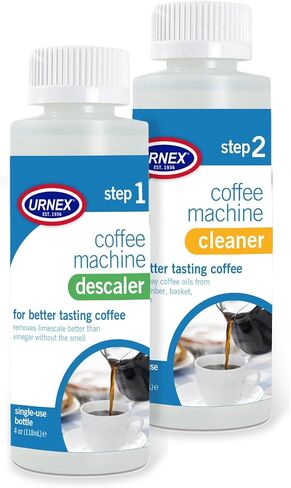 Urnex Coffee Maker Cleaner and Descaler Kit - 2 Single Use Bottles - Professional at Home Coffee Machine Cleaning and Descaling in Saudi Arabia