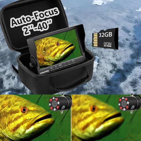 [ترقية FishPRO® 2026] كاميرا الصيد تحت الماء - [لا تنزلق] كاميرا صيد الجليد تحت الماء مقاس 7 بوصات 1200TVL مع دعامة، 12 قطعة IR + 12 قطعة LED، 4500 مللي أمبير في الساعة، هدايا محمولة لصيد الأسماك على الجليد للرجال، 65 قدمًا in Kuwait