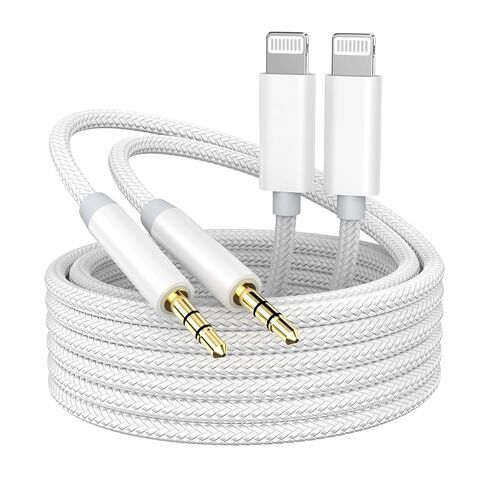 [Apple MFi Certified] iPhone Aux Cord for Car 2 Pack 3.3ft White in Saudi Arabia