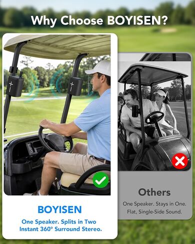 BOYISEN 2-in-1 Split Magnetic Golf Cart Speaker, Portable Bluetooth Speaker in Kuwait