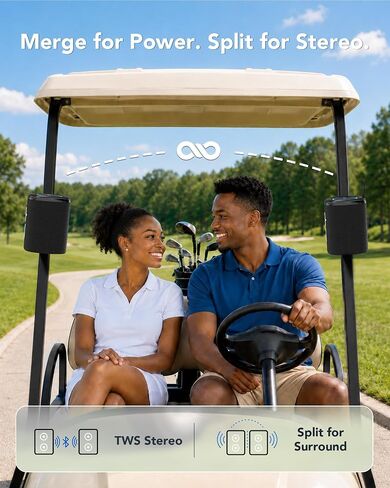 BOYISEN 2-in-1 Split Magnetic Golf Cart Speaker, Portable Bluetooth Speaker in Kuwait