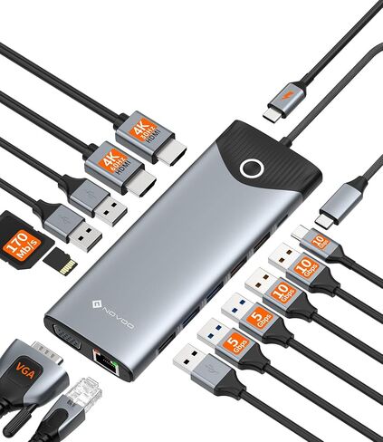 NOVOO 12 in 1 Docking Station Dual Monitor with 2 HDMI, VGA in Saudi Arabia