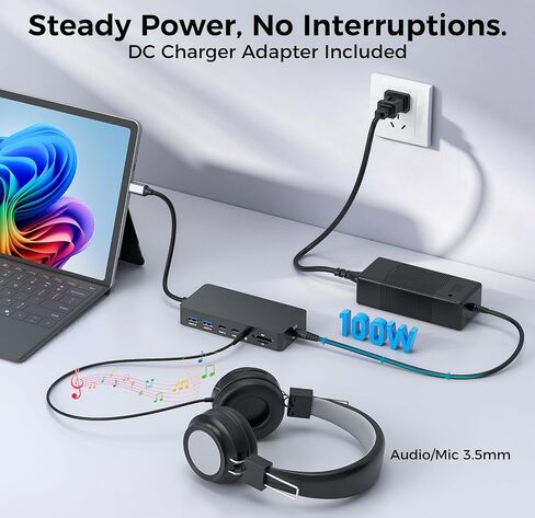 Surface Thunderbolt 4 Docking Station, 12-in-1 Surface Pro Dock Dual 4K@60Hz HDMI VGA Triple Monitor Adapter Compatible with Microsoft Surface Pro 13 12 11 10 9 8 7 X, Surface Laptop 7 6 5, Go, Book in Kuwait