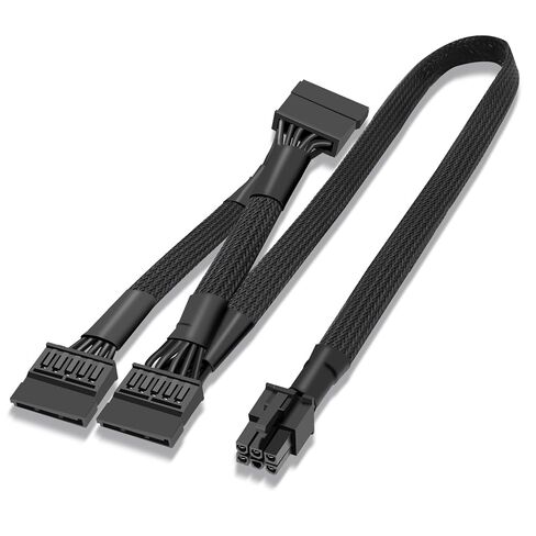 كابل طاقة SATA لوحدات PSU المعيارية من Corsair، كابل مقسم طاقة SATA من 6 دبابيس إلى 3X 15 دبوس، محول بأكمام مضفرة لمحرك الأقراص الصلبة HDD SSD، بطاقة Riser، مسافة 20 بوصة + 6 بوصة in Kuwait
