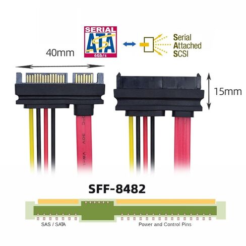chenyang SAS to SATA Cable,SFF-8482 SAS 29Pin to SATA 22Pin Hard Disk Drive Raid Extension Cable in Saudi Arabia