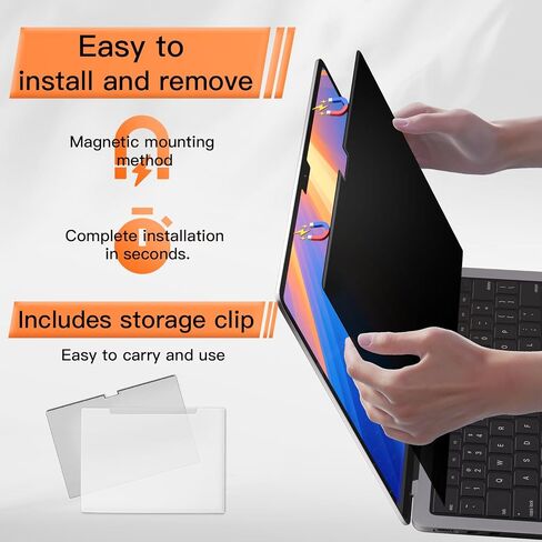 Mamol Magnetic 360° Privacy Screen for Macbook Air 15 Inch (2023-2026, M2, M3, M4, M5), Removable Anti Glare Blue Light Filter, 4 Way Anti Spy Black Protector for Mac Air 15In in Saudi Arabia