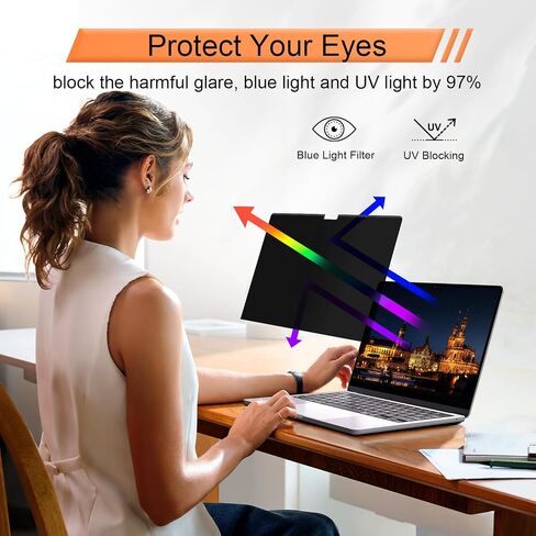 Mamol Magnetic 360° Privacy Screen for Macbook Air 15 Inch (2023-2026, M2, M3, M4, M5), Removable Anti Glare Blue Light Filter, 4 Way Anti Spy Black Protector for Mac Air 15In in Saudi Arabia