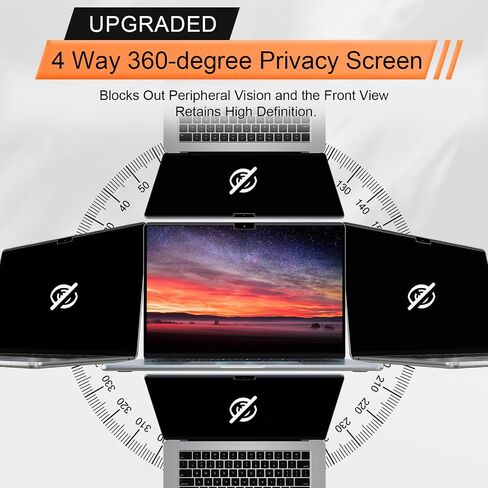 Mamol Magnetic 360° Privacy Screen for Macbook Air 15 Inch (2023-2026, M2, M3, M4, M5), Removable Anti Glare Blue Light Filter, 4 Way Anti Spy Black Protector for Mac Air 15In in Saudi Arabia